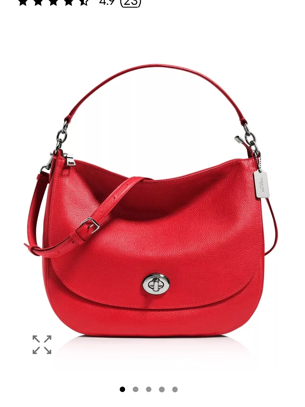 Coach Red Turnlock Hobo  # 36862 2 Way Carry